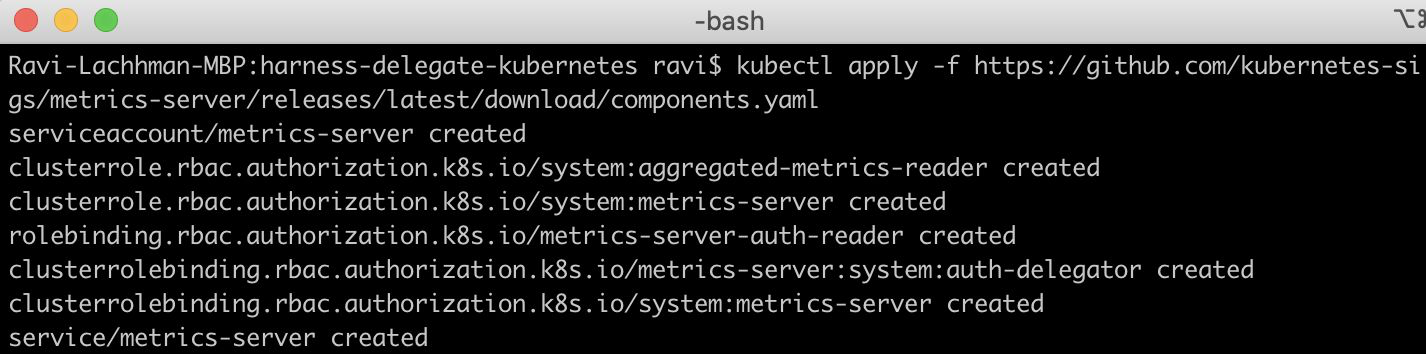 kubctl apply metrics server